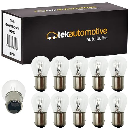 Tek Automotive 566 P21/4W Car Bulbs Brake Light Bulb Fog Light Bulb Tail Light Bulb 12V 21/4W BAZ15D Off Set Pins - Box of 10