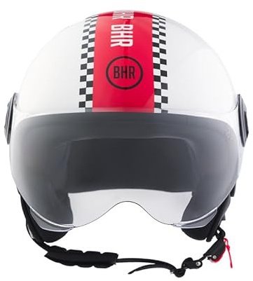 BHR Casco Demi-Jet, Casco Scooter 835 Special | Homologado ECE 22.06, Visera Tipo Gafa Antiarañazos, Cierre Micrométrico y Almohadillas Desmontables, Ideal para Ciudad