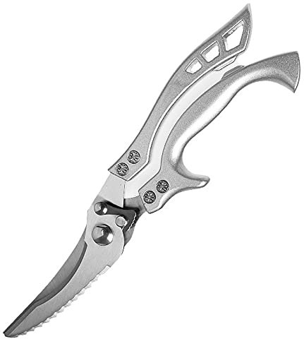 Kitchen Scissors, Powerful Chicken Bone Scissors Chicken Duck Fish Cutter Shears 4Cr13 Stainless Steel Scissors Scale Clean Cooking Scissors Knife