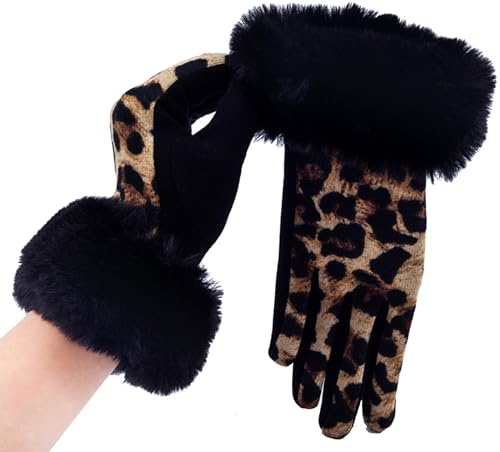 Dawwoti Guanti In Pelle Scamosciata Da Donna Guanti Leopardo Guanti Guanti Polsini Elastici Guanti Guanti