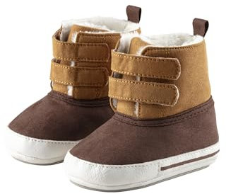 Sterntaler Babystiefel aus gewebtem Velour mit Kunstleder, Jungen - mit aufgenähter und rutschfester Sohle - Klettverschluss - gefüttert mit Teddyflausch, dunkelbraun, 22