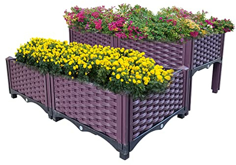 HOMIZEN Hochbeet Pflanzbeet für Garten-Kit Kunststoff-Pflanzgefäß Hochbeete Pflanzkisten für Innen- und Außenbereich Balkon Hof Gartenzubehör Trapezförmiger Pflanzkasten einfacher Zusammenbau