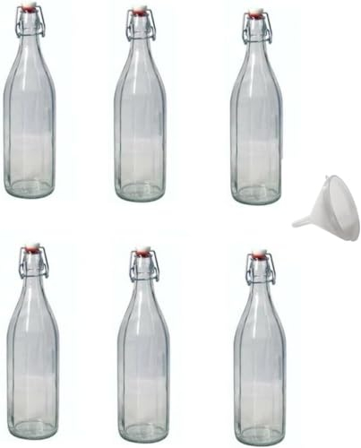 mille idee 6 bottiglia tappo meccanico 500 ml vetro con tappo con imbuto in plastica