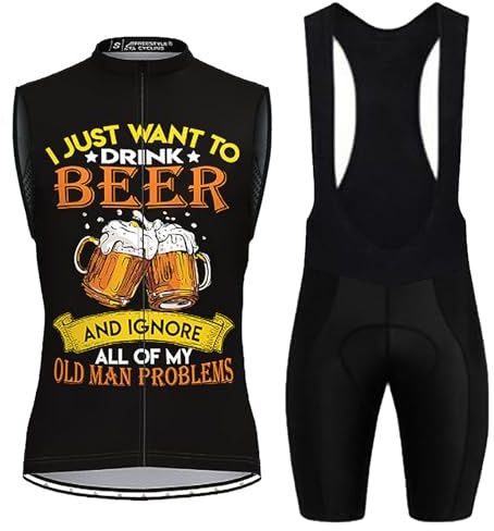 Conjunto Ropa Ciclismo Hombre Verano Maillot Bici MTB,Traje Ciclista Sin Mangas Chaleco Ciclo y Culotte Tirantes con 9D Gel Acolchado,Completa Bicicleta Jerseys Transpirable Secado Rápido(7,3XL)