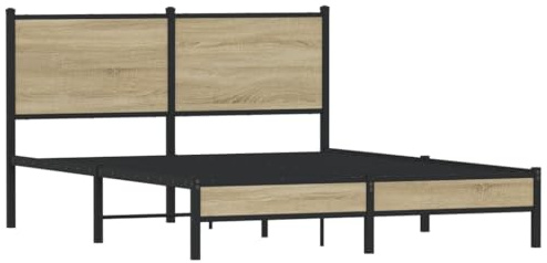 vidaXL Metallbett ohne Matratze Sonoma-Eiche 140x200 cm