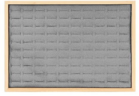 Jwthee Plateau de présentation pour bagues, 100 grilles, plateaux à bijoux en velours, organisateur pour tiroirs, inserts de tiroir à bijoux, présentoir de conteneur, support d'insert de (Gris)
