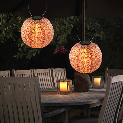 SKIKHN Farolillos solares para exteriores, 2 unidades de 25 cm Solar LED, resistente a la intemperie, para jardín y patio