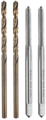 QUARKZMAN Gewindebohrer Set, 2 Stück M3 x 0,5 Metrische Gewindeschneidschrauben & 2 Stück 2,5mm Spiralbohrer, Unbeschichtet/Röstgelb HSS 6542/M35 HSS CO Maschinengewindebohrer Set