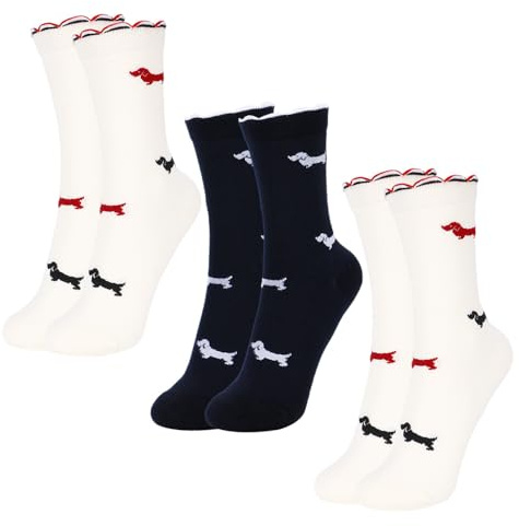 trabag 3 Paar Dackel Socken 39-42, Dackel Deko Geschenke für Damen, Geschenk für Hundebesitzer, Lustige Dachshund Socken für Frauen, Geschenk für Frauen
