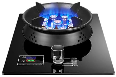THEGA Stufa A Gas Portatile per Interni - Fornello A Gas in Vetro Temperato da 5,2 KW, Fornello da Cucina per La Casa con Funzione Timer, Piano Cottura A Gas con Bruciatore Singolo da Cucina(NG)