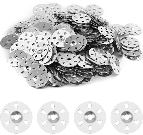 Unterlegscheiben für Fliesenträgerplatten, 35 mm Durchmesser, leicht zu befestigende Unterlegscheiben, 6 Klauen, Isolationsscheibe für Thermoboard, Gipskarton, 100 Stück