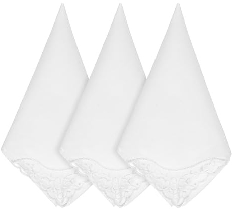 Teaaha Taschentuch Braut, 3 Stück Stofftaschentuch Damen, Baumwolle Taschentücher Set Mit Stickerei, Hochzeit Einstecktuch Handtuch, Elegantes Geschenk Für Braut Und Besondere Anlässe