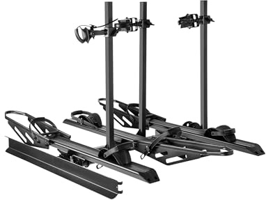 Young 250LBS. Capacity Foldable Aluminum 3-Ebike Rack with Ramp for Car SUV RV Truck Trailer and Van, Fits up to 5 Fat Tire Width and 50 Wheelbase, Ebike Carrier Rack for 2 Receiver