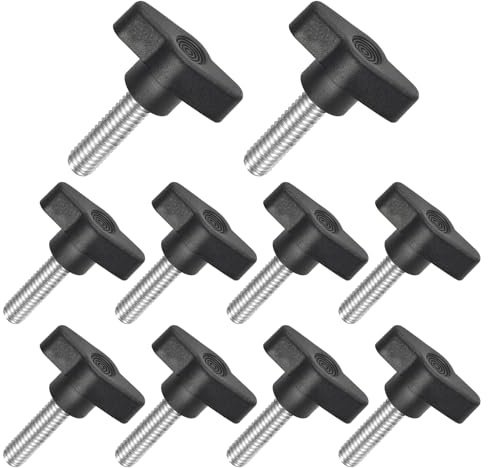 JJWNMLL 10Pcs Boutons à Ailettes En T, Vis à Pouce M8*30mm, Filetage Mâle Standard, Poignées En Plastique, Boutons de Serrage à Main