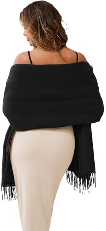 CHUNG Women pashmina shawls and wraps Long Scarf Wedding Gifts,Black