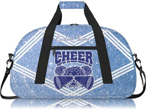 Cheerleading Seesack für Mädchen, personalisierbar, wasserdicht, Sporttasche für Cheer, Fitnessstudio und Reisen, Cheer Blue Glitter 4, Carry-On 20-Inch, Cheer Bag für Mädchen