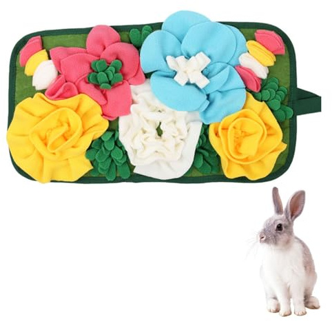 MiOYOOW Futtermatte für Kaninchen, Hasen Schnüffelteppich, Schnüffelmatte Kleintiere mit Hängendem Seil für Kaninchen, Hamster, Igel, Meerschweinchen
