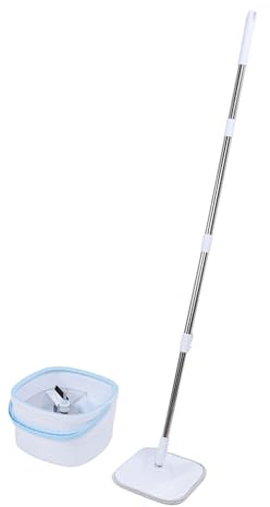 Luocute Juego de Fregona y Cubo Giratorios con Limpieza Sucia de Separación Automática, de Agua con Escurrido Automático, Cabezal de Fregona de Limpieza Giratoria de 360° para Pisos de