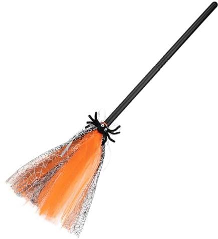 SUPVOX Scopa da Strega Viola per Cosplay Halloween, Accessorio di Scena in Plastica e Garza Leggera, Scopa per Feste e Adulti, Decorazione Tema Incantesimo e Costume, Giocattolo