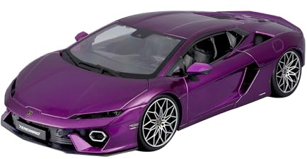 Bburago – Lamborghini Temerario Violett Metallic, Diecast-Modellauto im Maßstab 1:18, detailgetreue Nachbildung mit zu öffnenden Türen, Motorhaube und Kofferraum, realistische Innenausstattung, 3+
