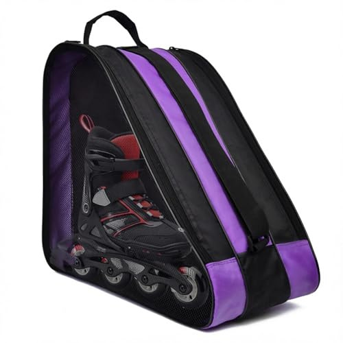 ZIJANG Borsa Pattini a Rotelle con Tracolla Regolabile, 3 Scomparti Borsa per Pattini da Ghiaccio Resistente Oxford, Ampio Spazio per Riporre Pattini Sportivi e Relativi Accessori (Viola)