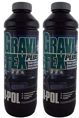 Gravitex U-Pol Grey Professional Stone Chip Protector 2 x 1 Litre Underbody, Vehicle Stone Chip Protection Primer Can be Over Painted