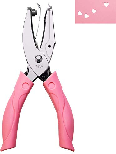 AIEX Perforatore a pinza, Singolo tondo per perforatore di carta Perforatore Perforatore per mano con impugnatura rosa per carta per artigianato (5.5mm)