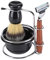 Jadeshay Shaving Kit, 4Pcs Shaving Brush Stand Shaving Kit 3 Edge Shaving Blade Shaving Razor + Stainess Steel Stand Holder + Brush + Bowl Set,Men Manual Shaving Cleaning Tool Gift Set