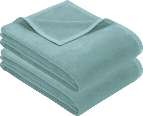 Erwin Müller Wohndecke, Wolldecke, Kuscheldecke 2er- Pack - strapazierstark, weich, temparaturausgleichend (weitere Farben, Größen)