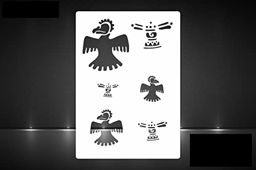 Herterich Products Airbrush Schablone Native Eagle Adler | Tattoo & Graffiti Stencil Vorlage | Wiederverwendbar & Lösungsmittelresistent | Mylar 0,1-0,2 cm | Für Airbrush & Sprays