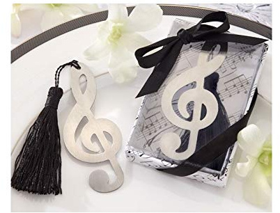 DISOK Lote de 30 Elegantes Puntos de Libro Nota Musical en Caja de Regalo + Lazo - Marcapáginas, Puntos Libros Detalles de Bodas