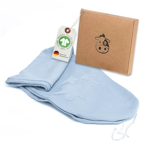 Minky Mooh® - Stillkissenbezug für 190 cm Stillkissen XXL Bio Baumwolle (Öko-Tex 100) blau - Kissenbezug für Schwangerschaftskissen & Seitenschläferkissen - Kissen-Bezug weich, gestrickt & waschbar