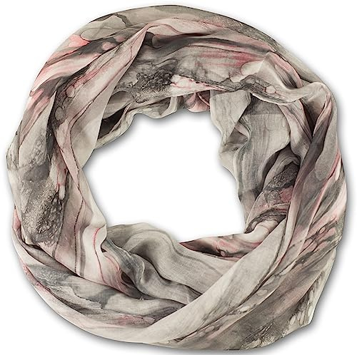 fashionchimp Loop Schlauchschal für Damen mit Feder-Muster in Batik Style, Crash and Crinkle, Seide, Schal