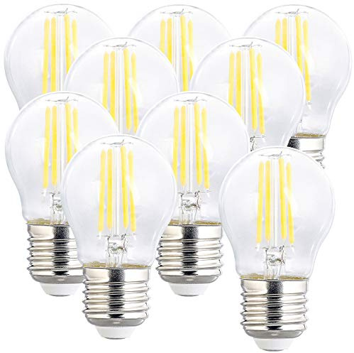 Luminea LED-Filament-Bulbs: LED-Filament-Lampen im 9er-Set, G45, E27, 470 lm, 4 W, 6500 K, dimmbar (Tropfenlampen, Leuchten, Küche)