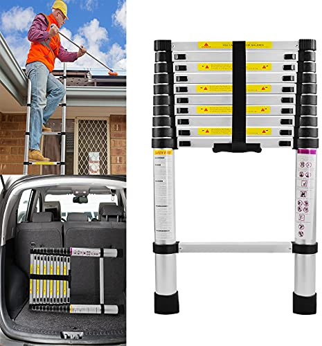 YRHome Scala telescopica multiuso in alluminio, 3,2 m, antiscivolo, 150 kg, portata 11 pioli, colore argento