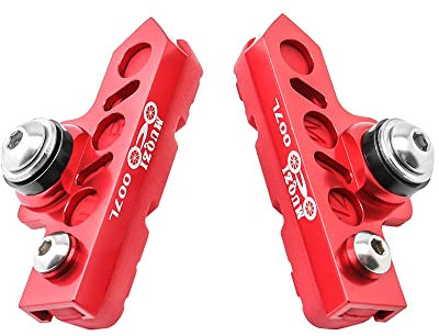Fahrrad C Bremssattel verlängerter Bremsbelag (Set von 2) Fahrrad verschleißfest, austauschbare Aluminiumlegierung, Felgenbremse für Rennrad, MTB, Klapprad (rot-rot)