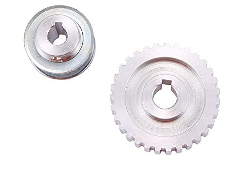 Reionppy 2Pcs Metal Synchronous Pulley Gear Motor Belt Gear Drive Wheel Gear S Cj0618 Mini Lathe Gears, Metal Cutting Machine Gears