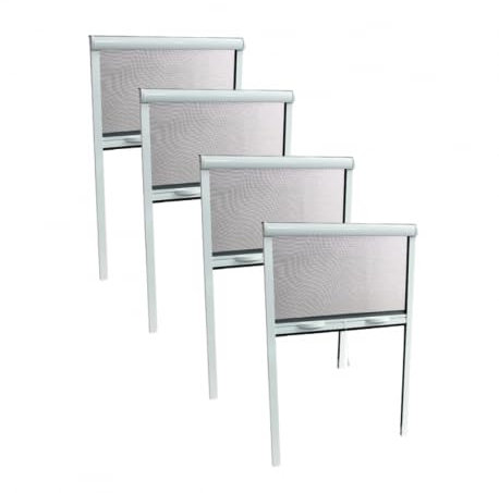 Pack ecológico de 4 mosquiteros enrollables de aluminio de 170 cm x 160 cm, color blanco