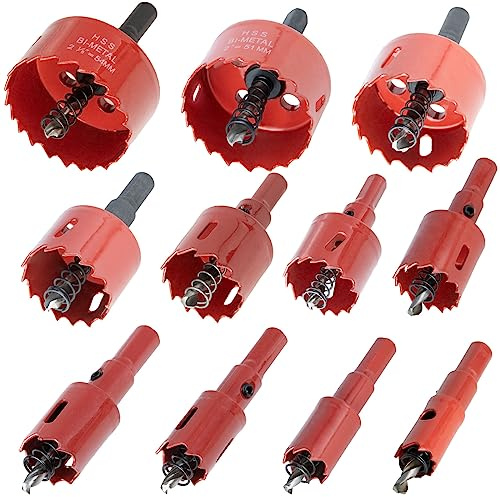 GARHWAL Bi-Metall-Lochsäge-Set (16 20 22 25 28 32 35 38 44 51 54mm), Bohrkronen, Lochkreissäge-Set mit Dreiecksschaft-Adapter - Präzises und schnelles Schneiden von Holz, Kunststoff und Metall