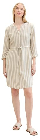TOM TAILOR Damen Kleid mit Streifen & Bindegürtel
