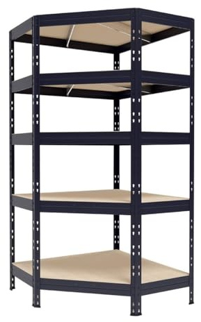 Master Regale Eckregal aus Metall, 180x90x45x64.5 cm, mit 5 HDF-Platten, 250 kg Traglast/Boden, anthrazitgrau
