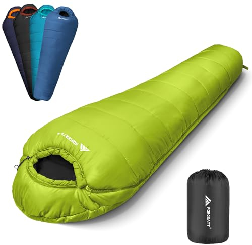 Forceatt Schlafsack, 3 bis 4 Jahreszeiten Deckenschlafsack Schlafsack für Camping, Reisen und Outdoor-Aktivitäten, Erwachsene und Jugendliche in 0 ℃ bis 20 ℃, Wasserdichter-Leicht-Warm-Atmungsaktiv.
