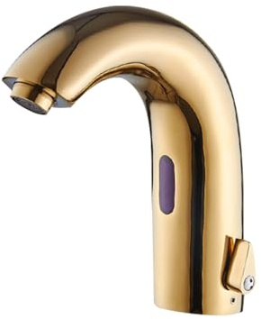 XJTNLB Robinet Infrarouge Lave Main Mitigeur Monocommande Bain Robinet Automatique Infrarouge Robinets de Lavabo pour Salle de Bain en Laiton,Or
