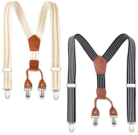 UEPOA Hosenträger für Herren, 2 Stück Extra Stark 2.5cm Breit Men Braces mit 4 Metallclips Y Form Suspenders for Trousers Einstellbar Elastisch Hosenträger für Männer Damen