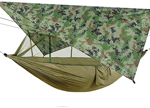 QTANZIQI Tragbares Camping-Hängematten-Set mit Regenfliegen-Tarp und Moskitonetz - Komplettes Outdoor-Survival-Kit für Entspannung und Schutz (Wahl des Stils)