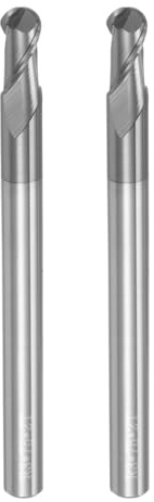 QUARKZMAN 2Pcs Fraises à Bout Sphérique pour Fraiseuse Cnc, Rayon de 3 mm (1/8) en Carbure Solide Revêtu d'Altin, 2 Flûtes Hrc45, Diamètre de 6 mm (1/4), Queue de 6 mm (1/4)