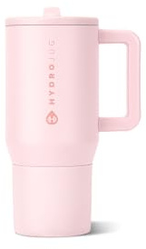 HydroJug Traveler - 20 oz Insulated Water Bottle with Handle & Flip Straw - Fits Cup Holder, Leak Resistant & Reusable - Gifts for Women & Men, Pink Sand