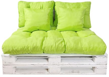 GREATOYAR Cojines Sofá Palets, Cojin Palet Fibra, Cojines Acolchados Palets, Cojín de Respaldo y Asiento, Conjunto 5 Piezas, para Jardín, Terraza, Balcón, Interior y Exterior, Verde Claro