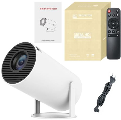 Mini Beamer,Native 1080P mit 4K Unterstützung,Projektor mit WiFi 6,BT5.0 Android 11.0 OS, 180 Grad Rotation Smart Full HD Beamer Heimkino,Klein Tragbarer LED Video Projector,Bluetooth (White 160ANSI)