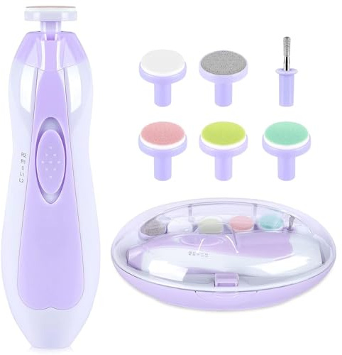 Elektrisk nagelklippare för bebisar, 6-i-1-babynagelfil, nagelfil, babyvårdsset, manikyrset för småbarn eller vuxna (lila)